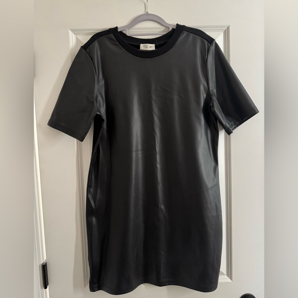 RD Style Black Faux Leather Mini Dress
